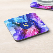 Blauwe, Paarse en Rode Violet Vloeibare inkt, Mono Bier Onderzetter (Linkerzijde)