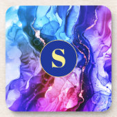 Blauwe, Paarse en Rode Violet Vloeibare inkt, Mono Bier Onderzetter (Voorkant)