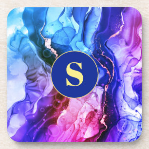 Blauwe, Paarse en Rode Violet Vloeibare inkt, Mono Bier Onderzetter