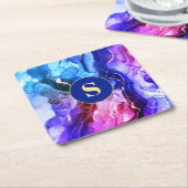 Blauwe, Paarse en Rode Violet Vloeibare inkt, Mono Kartonnen Onderzetters (Schuin)