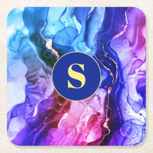 Blauwe, Paarse en Rode Violet Vloeibare inkt, Mono Kartonnen Onderzetters