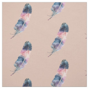 Blauwe, Paarse en Roze Boho Veer met Beige Stof