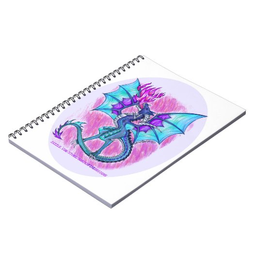 Blauwe paarse en roze draak, vuur ademhalen notitieboek (Linkerzijde)