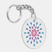 Blauwe, paarse en roze trappen sleutelhanger (Voorkant Links)