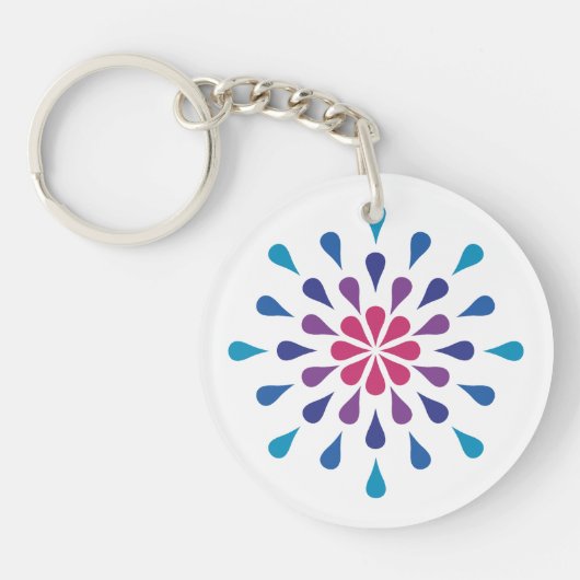 Blauwe, paarse en roze trappen sleutelhanger (Voorkant)