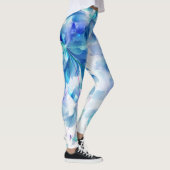 Blauwe Paarse en witte bloemen Leggings (Rechts)