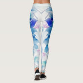 Blauwe Paarse en witte bloemen Leggings (Achterkant)
