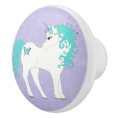 Blauwe, Paarse en witte unicorn Knob Keramische Knop (Rechts)