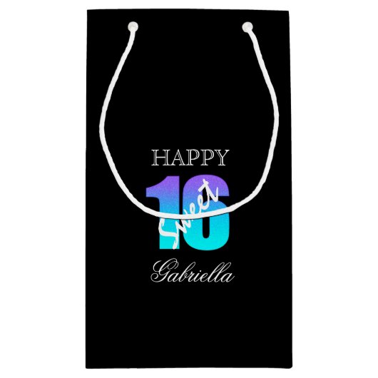 Blauwe Paarse en zwarte tas van 16 cadeaus Klein Cadeauzakje (Achterkant)