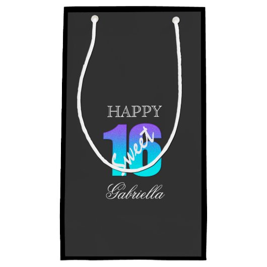 Blauwe Paarse en zwarte tas van 16 cadeaus Klein Cadeauzakje (Voorkant)