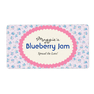 Blauwe Paarse Floral Jam Jar Labels, aangepast Etiket