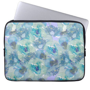 Blauwe Paarse Floral-laptophoes Laptop Sleeve