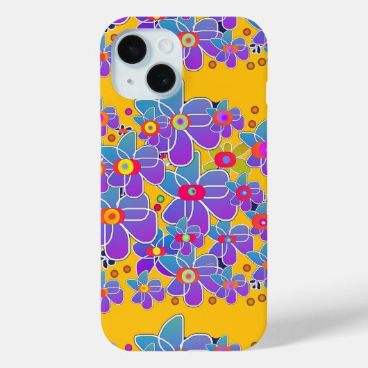 Blauwe Paarse Flower Burst Yellow Case-Mate iPhone Case (Achterkant)