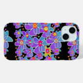 Blauwe Paarse Flower Burst Zwart Case-Mate iPhone Case (Achterkant (horizontaal))