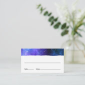 Blauwe Paarse Galaxy Bat Bar Mitzvah Flat Escort Plaatskaartje (Staand voorkant)