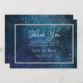 Blauwe Paarse Galaxy bruiloft dank u kaarten (Voorkant / Achterkant)