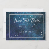 Blauwe Paarse Galaxy Bruiloft Save The Date Kaarte Kaart (Voorkant)
