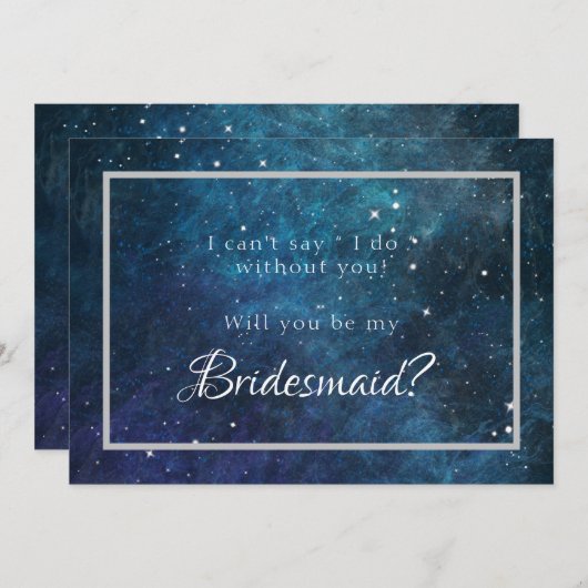 Blauwe Paarse Galaxy, je wordt mijn bruidsmeisje Kaart (Voorkant / Achterkant)