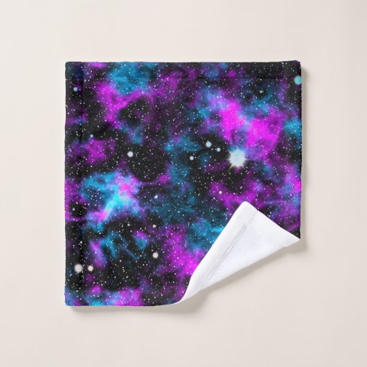 Blauwe Paarse galaxy kosmische ruimte Bad Handdoek (Wasdoekje)