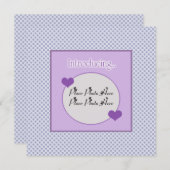 blauwe Paarse geboorteaankondiging Aankondiging (Voorkant / Achterkant)