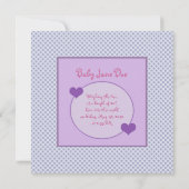 blauwe Paarse geboorteaankondiging Aankondiging (Achterkant)