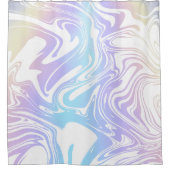 Blauwe Paarse Gele Gradiënt en Witte Swirls Retro Douchegordijn (Voorkant)