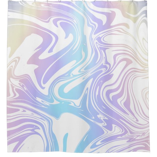 Blauwe Paarse Gele Gradiënt en Witte Swirls Retro Douchegordijn (Voorkant)