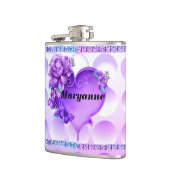 Blauwe/Paarse getextureerde erlenmeyer met hart en Heupfles (Links)