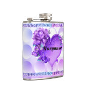 Blauwe/Paarse getextureerde erlenmeyer met hart en Heupfles (Rechts)