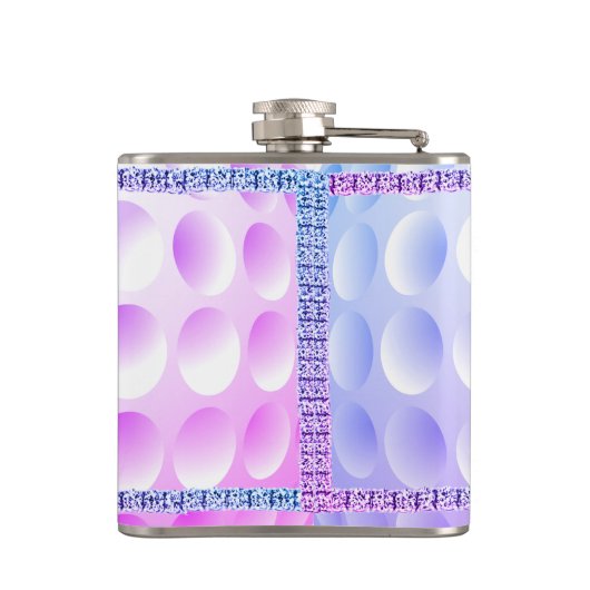 Blauwe/Paarse getextureerde erlenmeyer met hart en Heupfles (Achterkant)