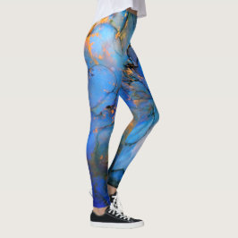 blauwe paarse goudmarmer abstracte scifi legg leggings