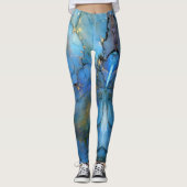 blauwe paarse goudmarmer abstracte scifi leggings (Voorkant)