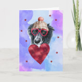 Blauwe Paarse grens Collie Valentijnsdag Gift Dog Kaart (Voorkant)