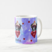 Blauwe Paarse grens Collie Valentijnsdag Gift Dog Koffiemok (Voorkant rechts)