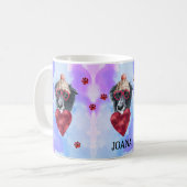 Blauwe Paarse grens Collie Valentijnsdag Gift Dog Koffiemok (Voorkant links)