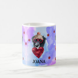 Blauwe Paarse grens Collie Valentijnsdag Gift Dog Koffiemok