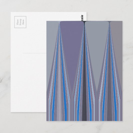 Blauwe, Paarse, grijze Chevron Art Print Briefkaart (Voorkant / Achterkant)