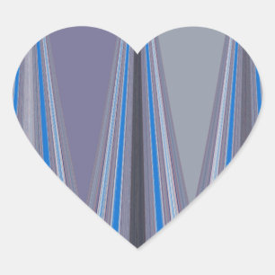 Blauwe, Paarse, grijze Chevron Art Print Hart Sticker