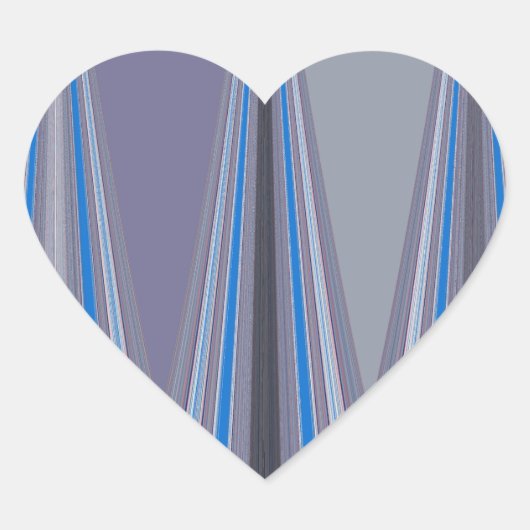 Blauwe, Paarse, grijze Chevron Art Print Hart Sticker (Voorkant)