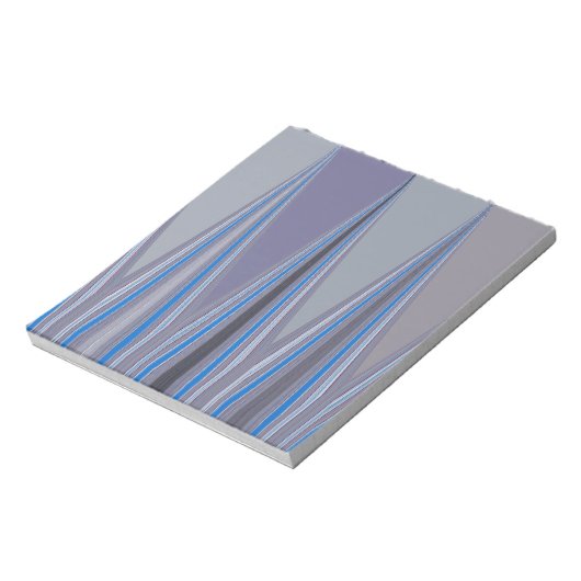 Blauwe, Paarse, grijze Chevron Art Print Notitieblok (Linkerzijde)