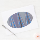 Blauwe, Paarse, grijze Chevron Art Print Ovale Sticker (Envelop)