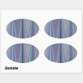 Blauwe, Paarse, grijze Chevron Art Print Ovale Sticker (Vel)