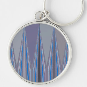 Blauwe, Paarse, grijze Chevron Art Print Sleutelhanger