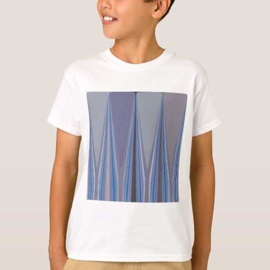 Blauwe, Paarse, grijze Chevron Art Print T-shirt (Voorkant)