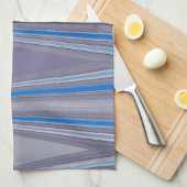 Blauwe, Paarse, grijze Chevron Art Print Theedoek (Quarter Fold)