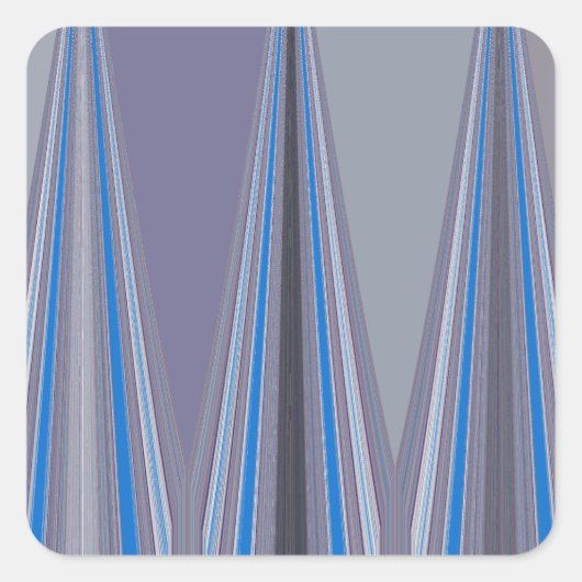 Blauwe, Paarse, grijze Chevron Art Print Vierkante Sticker (Voorkant)