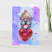 Blauwe Paarse grijze Valentijnsdag Gift Dog Kaart (Voorkant)