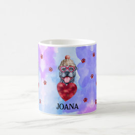 Blauwe Paarse grijze Valentijnsdag Gift Dog Koffiemok