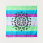 Blauwe Paarse groene Mandala Wall Art Wandkleed (Voorkant (horizontaal))