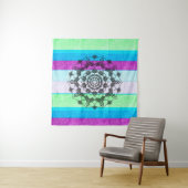 Blauwe Paarse groene Mandala Wall Art Wandkleed (In Situ (horizontaal))